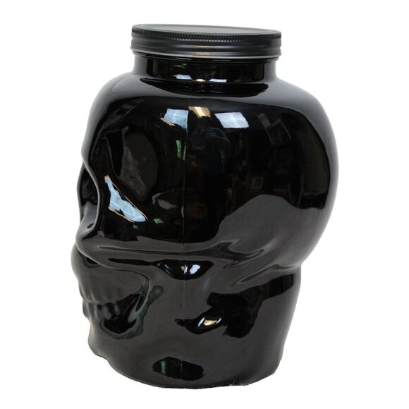 Black Skull Drink Dispenser Glass Spout Spooky Halloween Party up to 1 Gallon - Picture 2 of 9